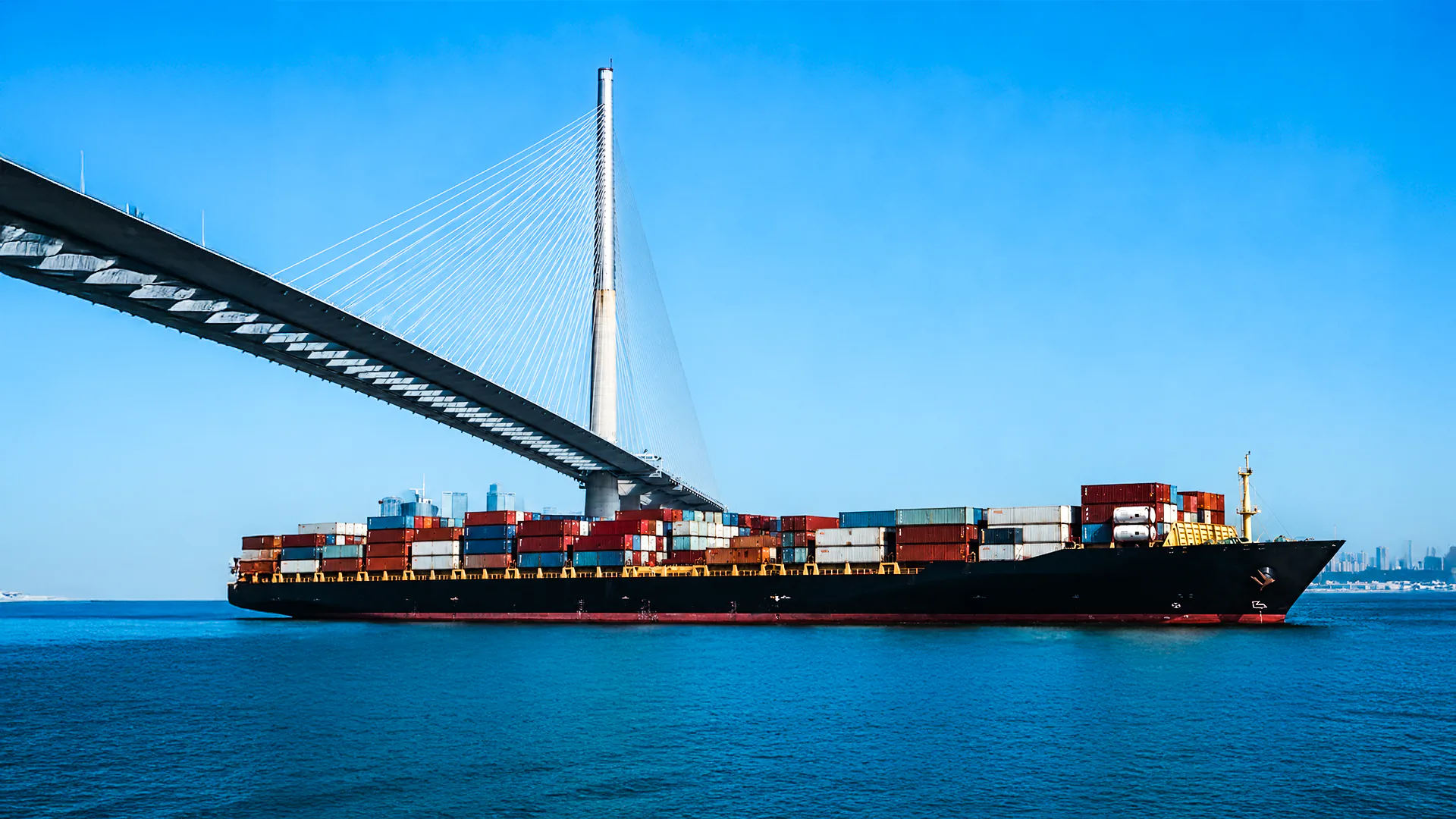 Container vessel underway at sea